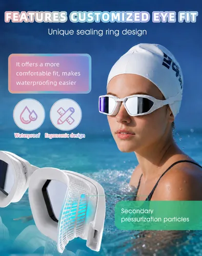 Vista 3 de Greatever Swim Goggles Adult Anti Fog&UV No Leak Wide View Swimming Goggles