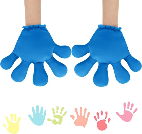 Vista 21 de Geyoga 2 pares de guantes grandes de disfraz de manos de dibujos animados, guantes de Halloween para fiestas, cumpleaños, juegos de rol, disfraces
