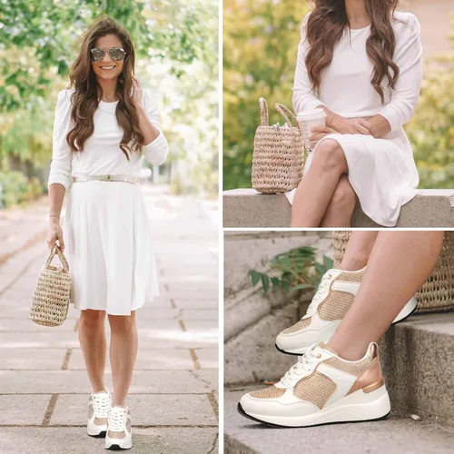 Vista 7 de K KIP WOK Zapatos deportivos de tacón alto para mujer, con plataforma con cordones, zapatos ocultos, ligeros, informales, gruesos, a la moda
