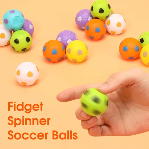 Vista 5 de AZEN 24 piezas de recuerdos de fiesta de fútbol para niños 4-8 8-12, mini spinners de fútbol con juguetes de pelota, rellenos de bolsas de regalo