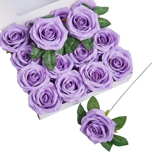 Vista 19 de Rosas artificiales, rosas artificiales, rosas artificiales de seda con tallos para ramos de boda, mesas de fiesta, centros de mesa, arreglos Negro
