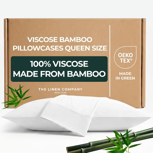 Vista 10 de Juego de 2 fundas de almohada de viscosa de bambú 100% cultivadas orgánicamente, refrescantes y transpirables, suaves como la seda, doble costura