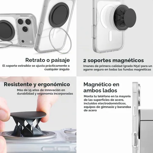 Vista 4 de PopSockets Agarre Low-Pro para MagSafe, perfil delgado, color negro
