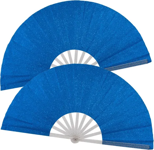 Vista 10 de Ventilador plegable de mano grande, botas en el suelo, abanicos decorativos plegables de manivela para bailes, fiestas, bodas, festivales de música