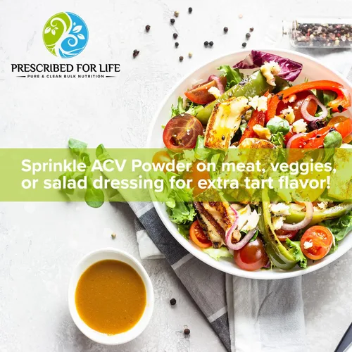 Vista 4 de Prescribed For Life Vinagre de sidra de manzana en polvo, ACV orgánico, secado por aspersión, sin gluten, vegano, sin OMG, 5% ácido acético