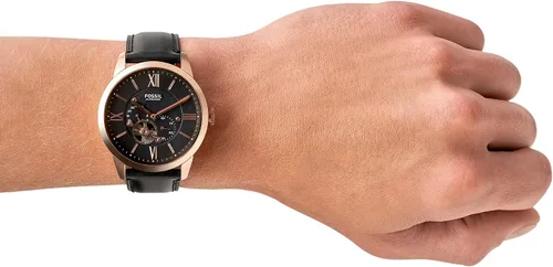 Vista 4 de Fossil Men's Townsman Automatic Stainless Steel and Leather Two-Hand Skeleton Watch