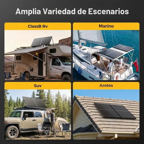 Vista 9 de BougeRV Panel solar bifacial de 200 W 16BB de tipo N de 24 V, para caravana, campamento, barco, techo de cabaña o carga de batería de litio