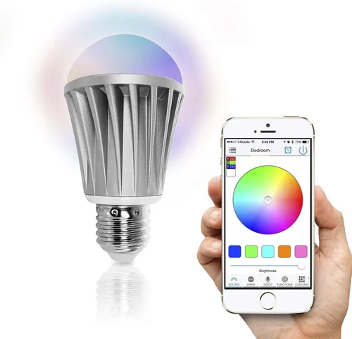 Vista 2 de Flux Paquete de inicio de bombilla inteligente Bluetooth, bombilla que cambia de color, luz de despertador amanecer, bombillas LED regulables, luz