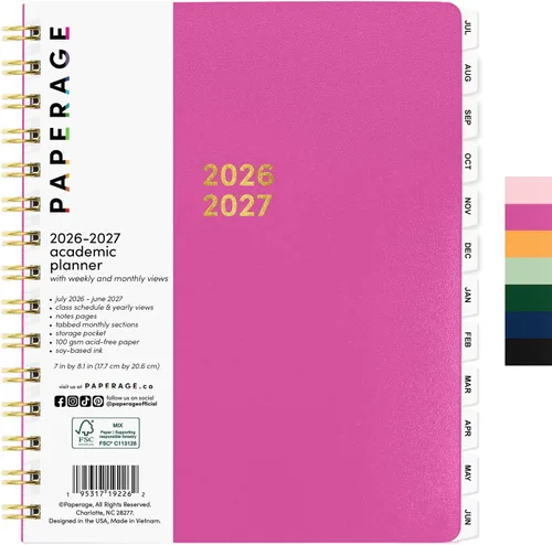 Vista 10 de PAPERAGE Agenda académica, agenda semanal y mensual y calendario, 12 meses, julio de 2026 a junio de 2027, (9.5 x 11 pulgadas), agenda de Negro