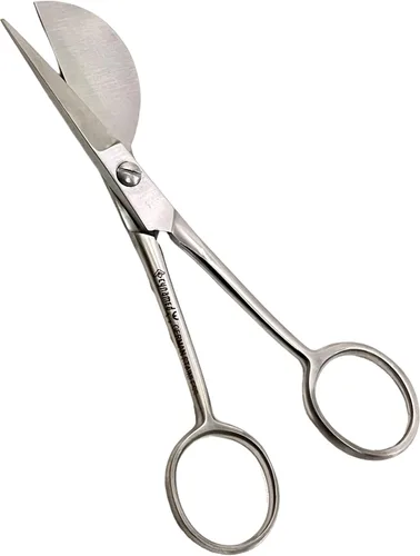 Vista 5 de Cynamed Tijeras de apliques de 5 pulgadas con pala en forma de borde de pato para arte, manualidades, tela, hilo, costura y bordado, tijeras