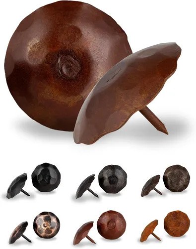Vista 10 de 10 Pack 0.75" Round Head Iron Clavos Decorative Nails – Black – Handmade Rustic Round Fasteners for Farmhouse Shutters, Faux Wood Beams, Barn Doors