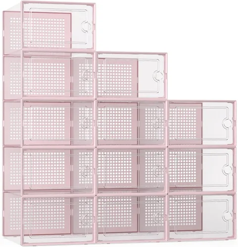 Vista 13 de Kuject Cajas de almacenamiento de zapatos grandes, 12 unidades, organizador Negro