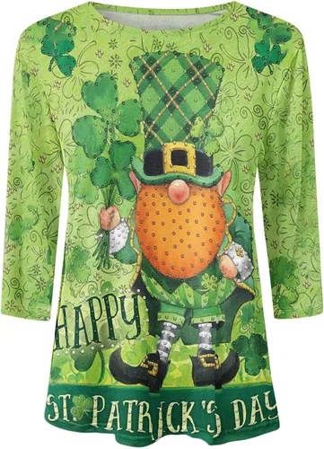 Vista 4 de Camiseta del día de San Patricio para mujer, camiseta gráfica del día de San Patricio, camisetas de manga 34, ropa sexy, sudaderas