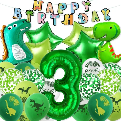 Vista 12 de VHUWE Decoración de dinosaurio para fiesta de primer cumpleaños, 38 Decoración de fiesta de primer dinosaurio