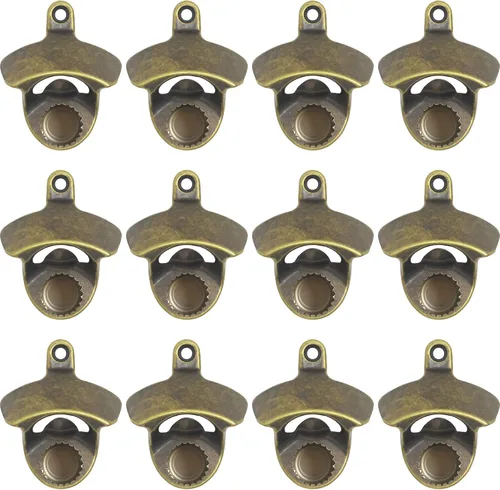 Vista 16 de Abrebotellas magnético vintage montado en la pared bronce inoxidable Imanes a la antigua, incrustados para agarrar la tapa de la botella, montable