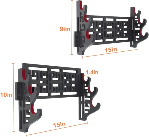 Vista 2 de Soporte de pared de terciopelo para espada, soporte de exhibición con tiras de fieltro para katana, wakizashi, Genji y espadas samurái