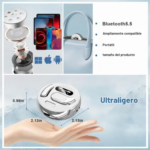 Vista 5 de Auriculares de traducción AI en tiempo real, 144 idiomas 3 en 1, auriculares inalámbricos Bluetooth para iOS y Android, para Blanco