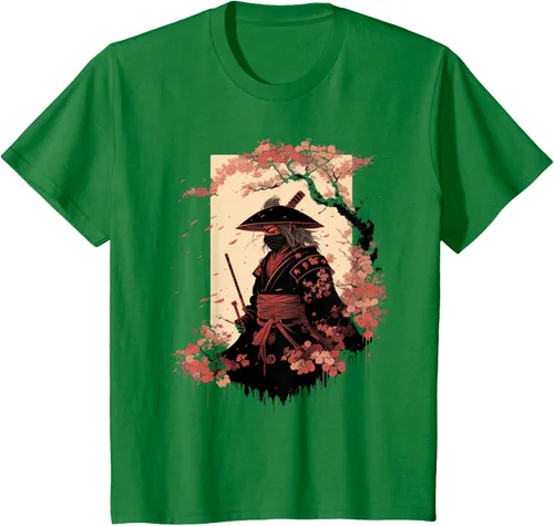 Vista 32 de Camiseta estética vintage samurái de arte japonés samurái retro cereza, Negro