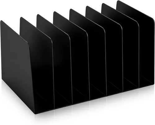 Vista 8 de Suzile Organizador de archivos de escritorio de metal, 10 compartimentos, clasificador de archivos vertical, negro, 10.63 pulgadas de largo x 5.79