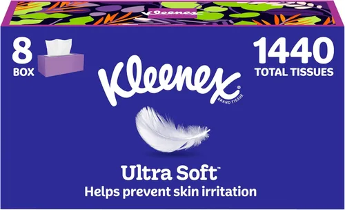 Vista 17 de Kleenex Ultra Soft Facial Tissues, 4 Flat Boxes, 120 Tissues per Box