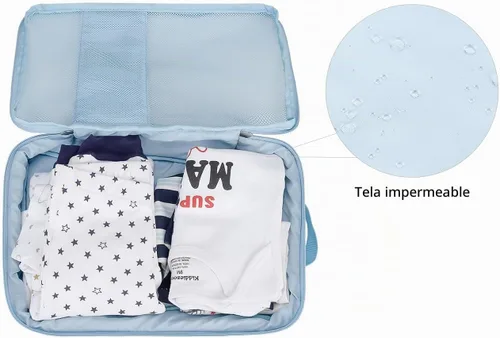 Vista 8 de Bolsas Organizadoras para Pañales de Bebé - Pack de 2 Bolsas Colgantes Impermeables con Diseño de Oso Lindo en Malla, Bolsas Reutilizables, Lavables