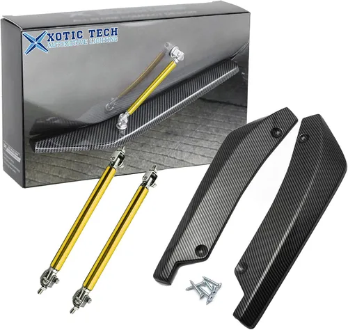Vista 14 de x xotic tech JDM - Difusor universal para parachoques trasero, divisor de valencia, alerón de alerón, patrón de fibra de carbono con varilla