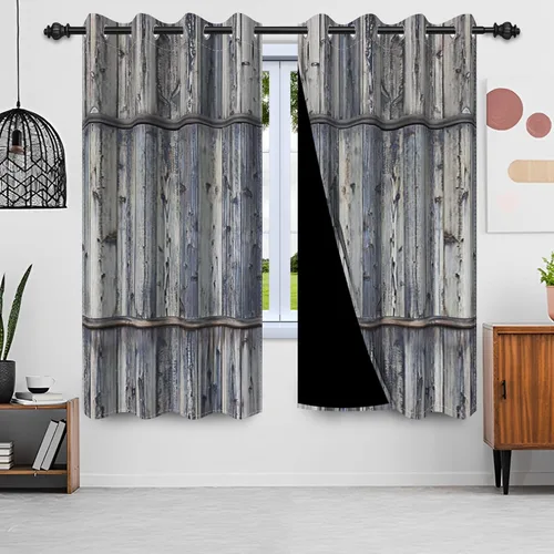 Vista 38 de Cortinas rústicas para ventana de puerta de granero, puerta de madera gris, puerta de garaje, tratamiento de ventana para sala de estar, dormitorio