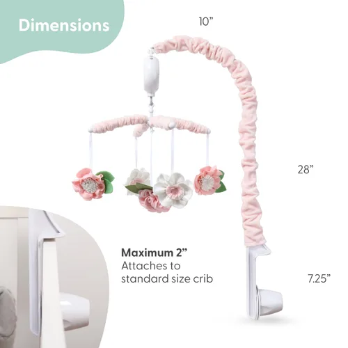 Vista 4 de Móvil de Cuna para Niñas de The Peanutshell - Móvil Musical Rosa para Cuna de Bebé con 12 Canciones de Cuna, Móvil de Cuna de Flores para Decoración