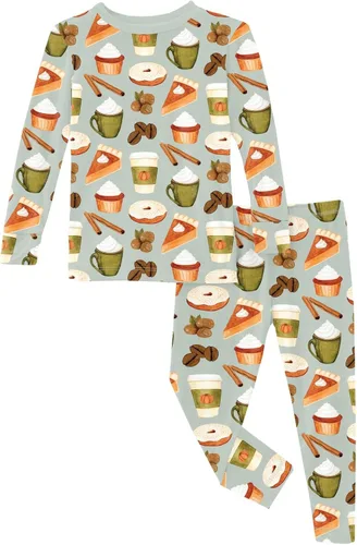 Vista 53 de KicKee Pants Conjunto de pijama de manga larga con estampado de piezas