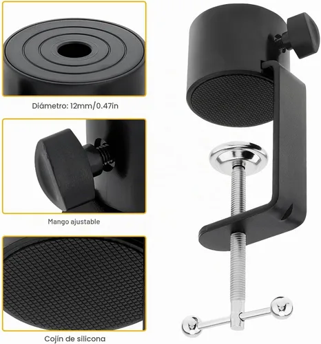 Vista 6 de Abrazadera de mesa de soporte de micrófono para brazo de tijera de brazo