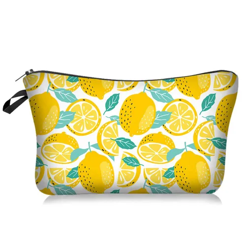 Vista 6 de FITINI Bolsa de maquillaje de aguacate de viaje, pequeña bolsa organizadora de cosméticos portátil para mujeres y niñas, con cremallera