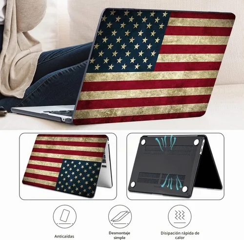 Vista 4 de Funda compatible con MacBook Air de 13 pulgadas 2022, 2021-2018 A2337 M1 A1932 A2179, carcasa de plástico duro duradero, cubierta de teclado