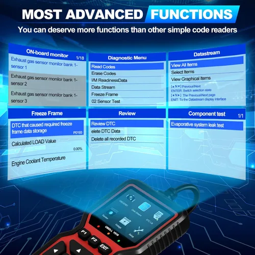 Vista 3 de 52HZ Herramienta de diagnóstico del escáner OBD2, lector de código de motor de verificación automática profesional con reinicio y modo 6 y modo 8