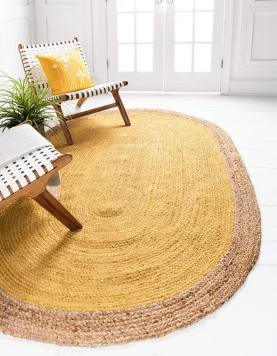 Vista 10 de Unique Loom Colección de yute trenzado de calidad clásica hecha natural tejida a mano con detalles de color sólido, alfombra rectangular de 2 pies 0
