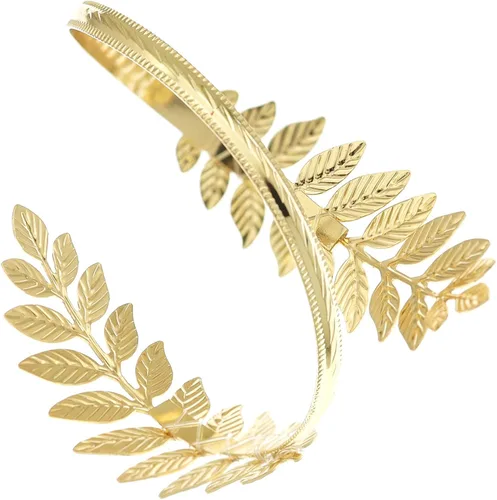 Vista 7 de RechicGu Romano Griego Laurel Leaf brazalete Upper Arm Cuff Armlet Festival Nupcial
