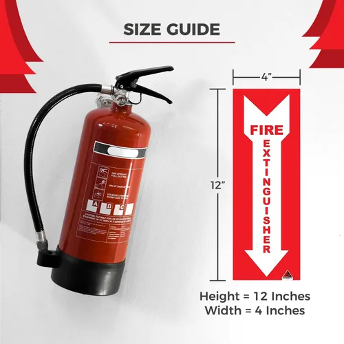 Vista 2 de Calcomanías prémium para extintor de incendios [4 unidades] – Vinilo adhesivo permanente extrema protección UV resistente a la intemperie – Uso