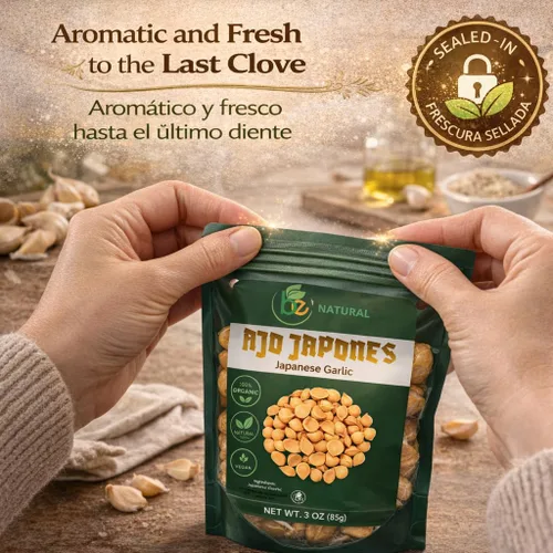 Vista 7 de Ajo Japones 100% Natural 3 oz/85 gr, Vegano, Ajo Japonés Bolsa resellable de 3 oz/85 gr. /100% Ajo Japonés Natural 3 oz/85 gr, Vegano, bolsa
