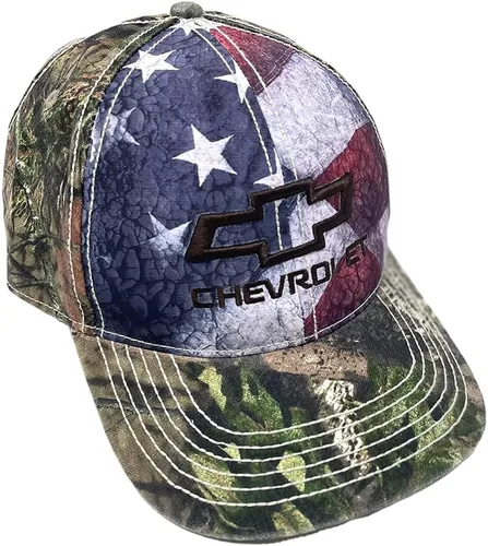 Vista 2 de Chevrolet Bowtie USA Bandera Americana Mossy Oak Camo SombreroGorra, Camo