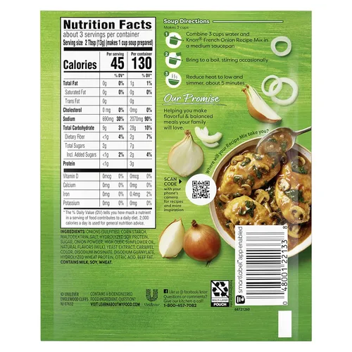 Vista 2 de Knorr Mezcla de sopa y receta de cebolla francesa para sopas, salsas y comidas simples Sin sabores artificiales 1.4 oz Para sopas calientes