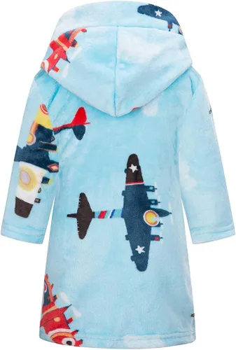 Vista 2 de DELEY Children's Bathrobe Boys Girls Hoodie Robes Toddler Soft Pajamas Sleepwear