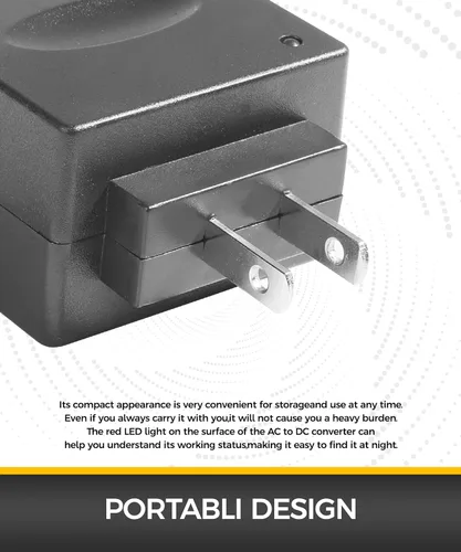 Vista 4 de Convertidor de CA a CC, Adaptador de Encendedor de Cigarrillos a Enchufe de Pared, Accesorios para Coche 120V/110V a 12V CA/CC Convertidor