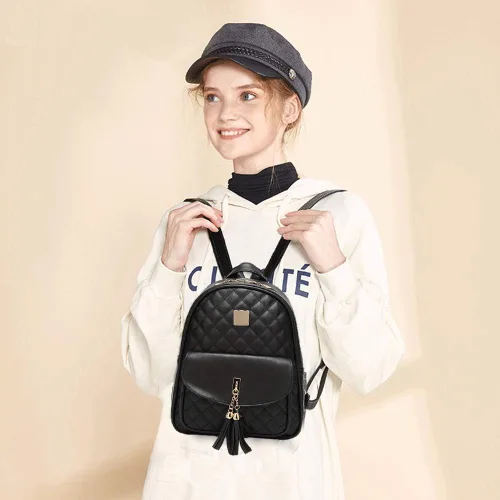 Vista 7 de I IHAYNER - Morral informal de cuero acolchado con diseño simple para mujer