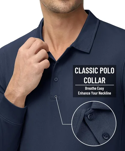 Vista 7 de MAGNIVIT Camisas Polo para Hombre de Manga Larga, de Secado Rápido, Rendimiento Militar, Táctico, para Combate del Ejército