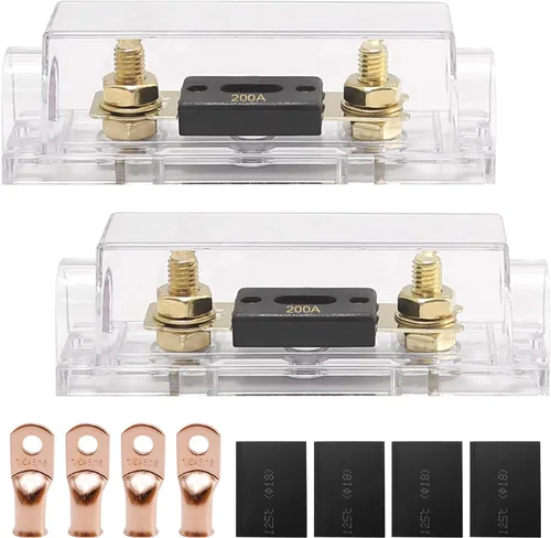 Vista 8 de Soporte de fusible ANL de 200 amperios de audio para automóvil, bloque de fusibles ANL calibre 0/2/4 AWG en línea con fusible de batería de 200 A