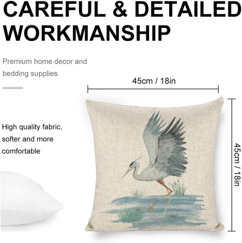 Vista 2 de Fundas de Almohada de Lino con Estampado de Bailarinas Azules en Costa 18x18 para Sofá, Almohada Decorativa para Sofá, Exterior