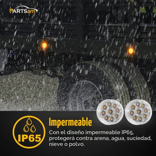 Vista 5 de Partsam 20 piezas de 2 pulgadas redondas luces LED ámbar de 9 LED para señal de giro, luces de marcación laterales con reflector [aprobadas por DOT]
