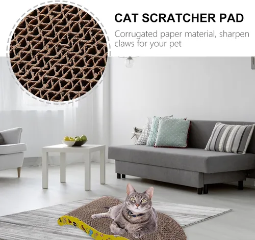 Vista 5 de TEHAUX Almohadilla de rascador para gatos, cartón corrugado para gatos, reversible, grande, ancho, cartón rascador para gatos de interior, tablero