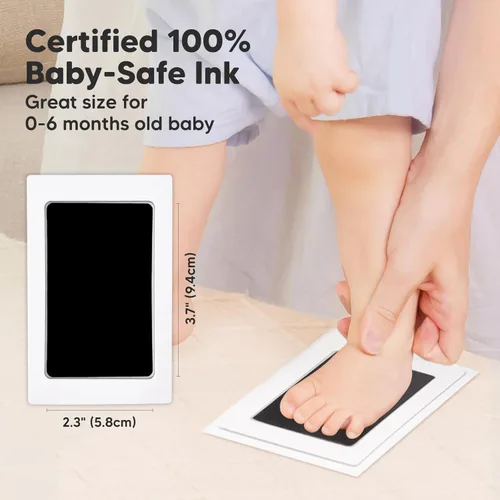 Vista 2 de Kit de manos y huellas sin tinta, recuerdo para niños, niñas, recién nacidos, almohadilla de tinta sin desorden para huellas de manos de bebé, kit