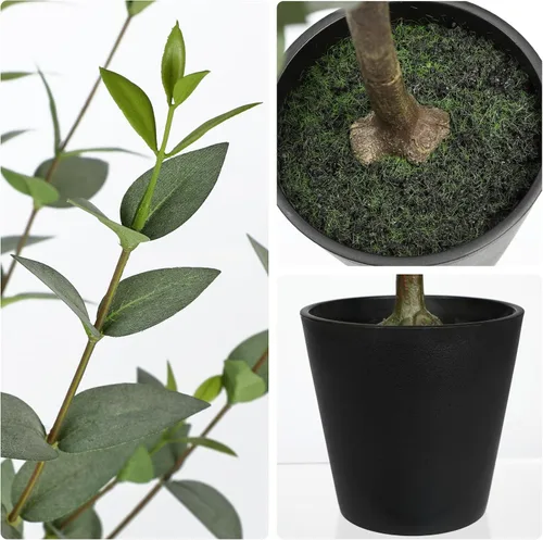 Vista 3 de Briful Plantas artificiales de eucalipto para decoración del hogar, juego de 2 plantas de eucalipto verde salvia, plantas artificiales pequeñas