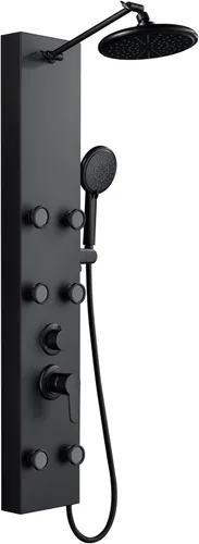 Vista 9 de ROVOGO Sistema de torre de panel de ducha con cabezal de ducha ajustable Cepillado - Brazo de ducha ajustable